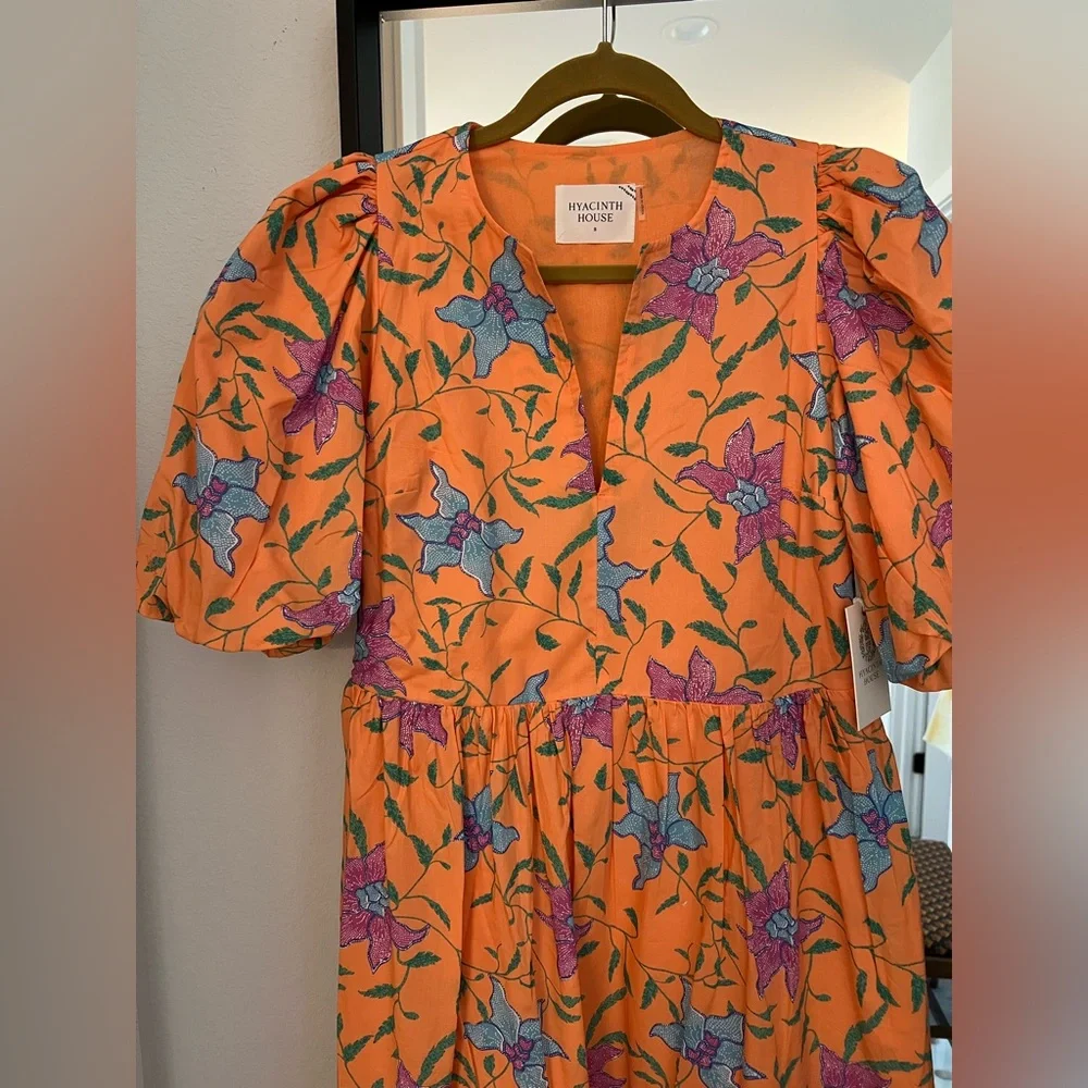 Tuckernuck Coral Maxi Dress with Blue & Pink Floral Print